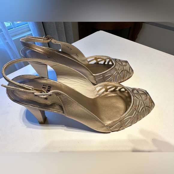 Stuart Weitzman open toe high heels sandals light gold (silver gold), EU 38 1/2 - Picture 9 of 16